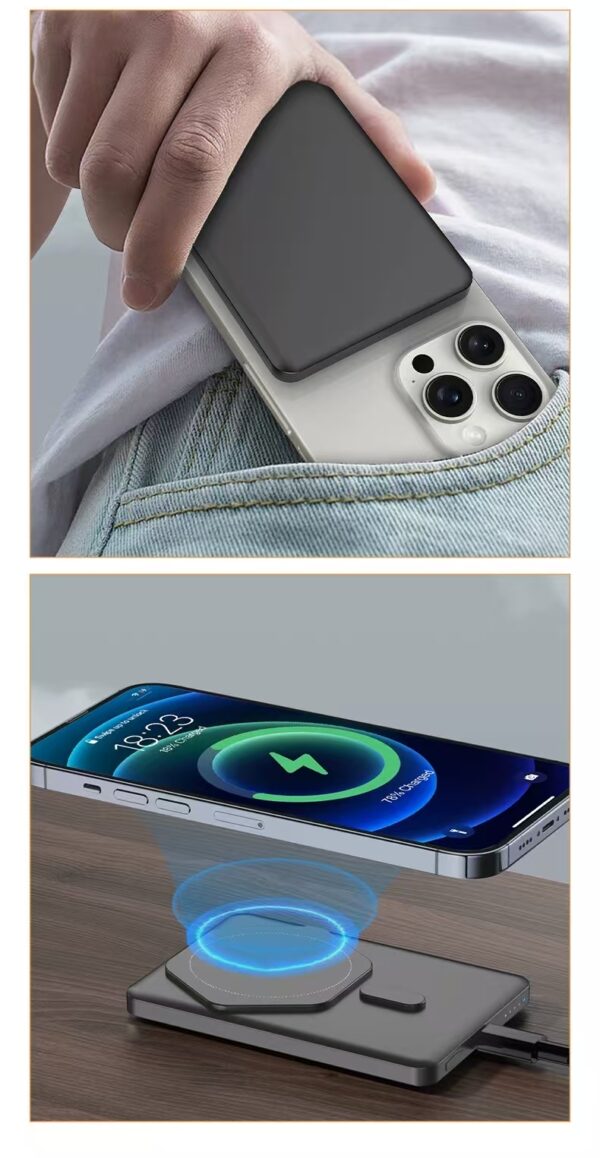 5000mAh Ultra-Thin PD 20W Power Bank, 15W Fast Charge Magnetic Wireless Charger Mobile Power Bank, Customizable Logo - 图片 6