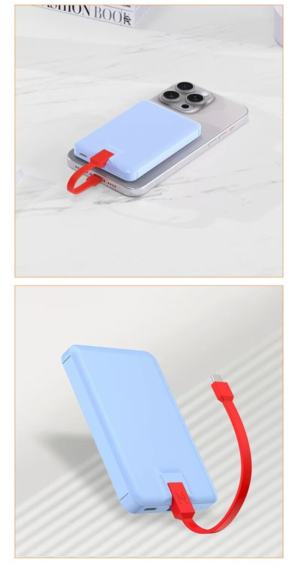 5,000mAh Ultra-Thin Pwer Bank, Multi-Functin with Built-in Cable, High-Value Minimalist Prtable Charger – Custmizable Lg - 图片 7