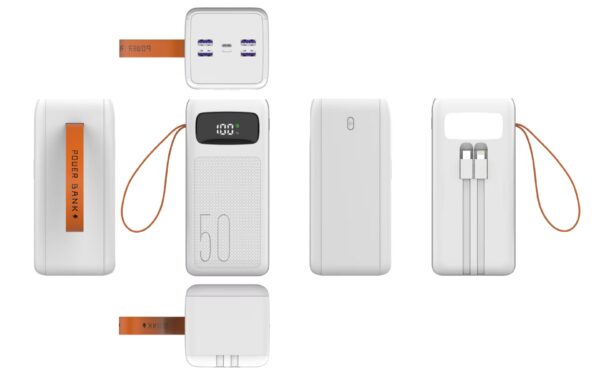 50,000mAh Portable Power Bank with Built-in Cable, Handheld Charging Solution for Travel, High-Capacity Mobile Power Supply – Customizable Logo - 图片 3