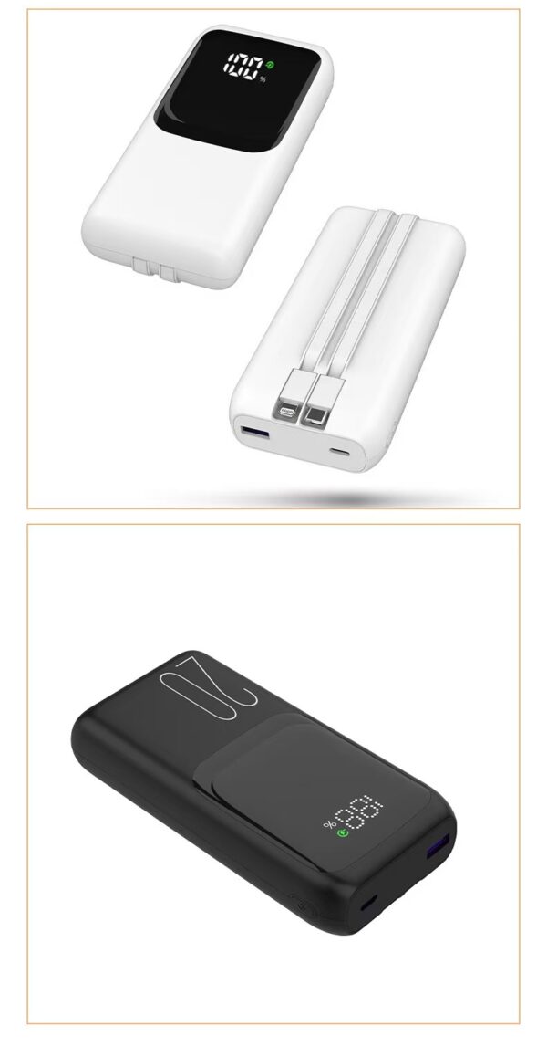 20,000mAh Super Fast Charging Power Bank with Built-in Cable, Ultra-High Capacity Portable Mobile Power Supply - 图片 2