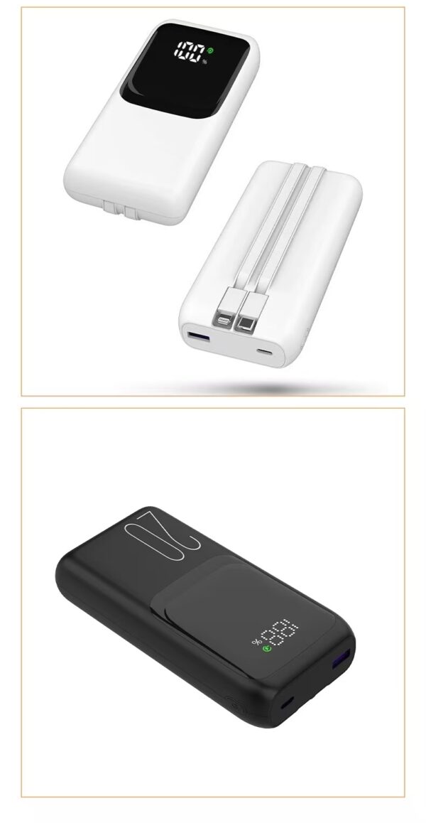 20,000mAh Super Fast Charging Power Bank with Built-in Cable, Ultra-High Capacity Portable Mobile Power Supply - 图片 7