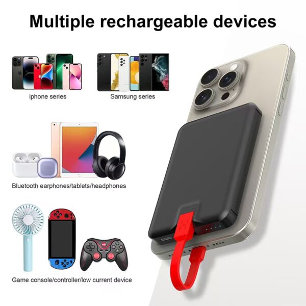 5,000mAh Stylish Multi-Functinal Slim Prtable Pwer Bank with Built-in Cable - 图片 5