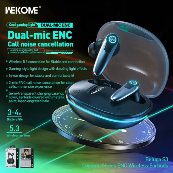 Green Demon Dual Microphone, ENC Noise Cancellation, Bluetooth 5.3, Low-Latency Gaming Style, In-Ear Bluetooth Earbuds. - 图片 7