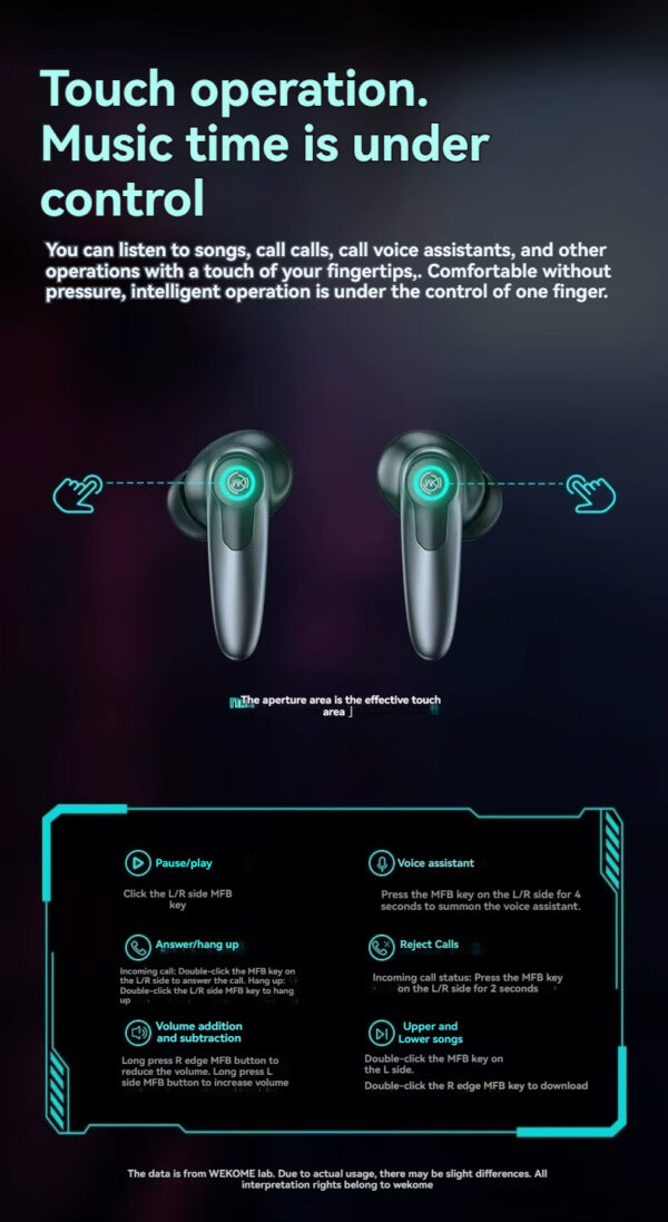 Green Demon Dual Microphone, ENC Noise Cancellation, Bluetooth 5.3, Low-Latency Gaming Style, In-Ear Bluetooth Earbuds. - 图片 6