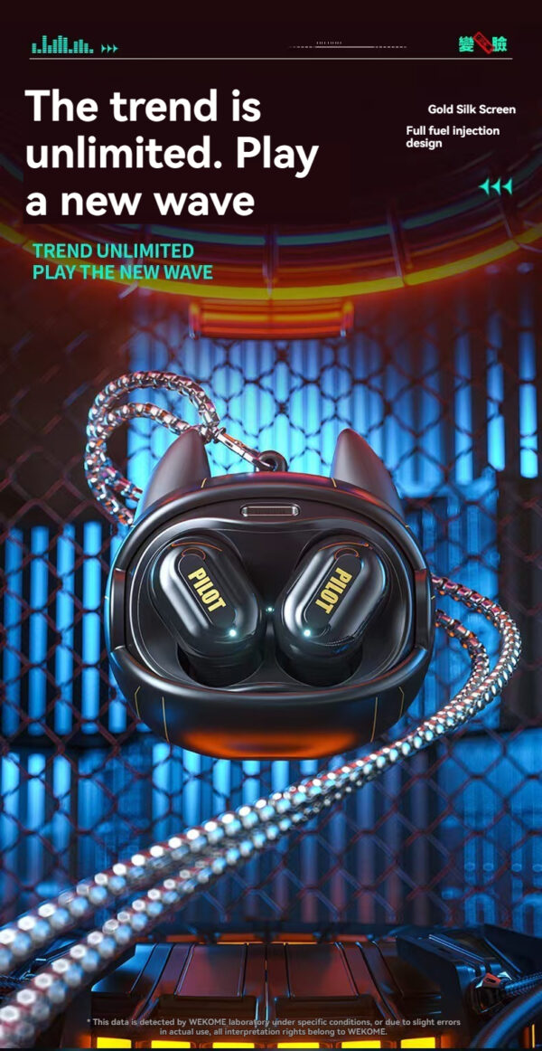 Creative Flip Face Pilot Bluetooth Earbuds 5.3 Low Latency Gaming Wireless Earbuds Necklace V06, Customizable Logo. - 图片 6