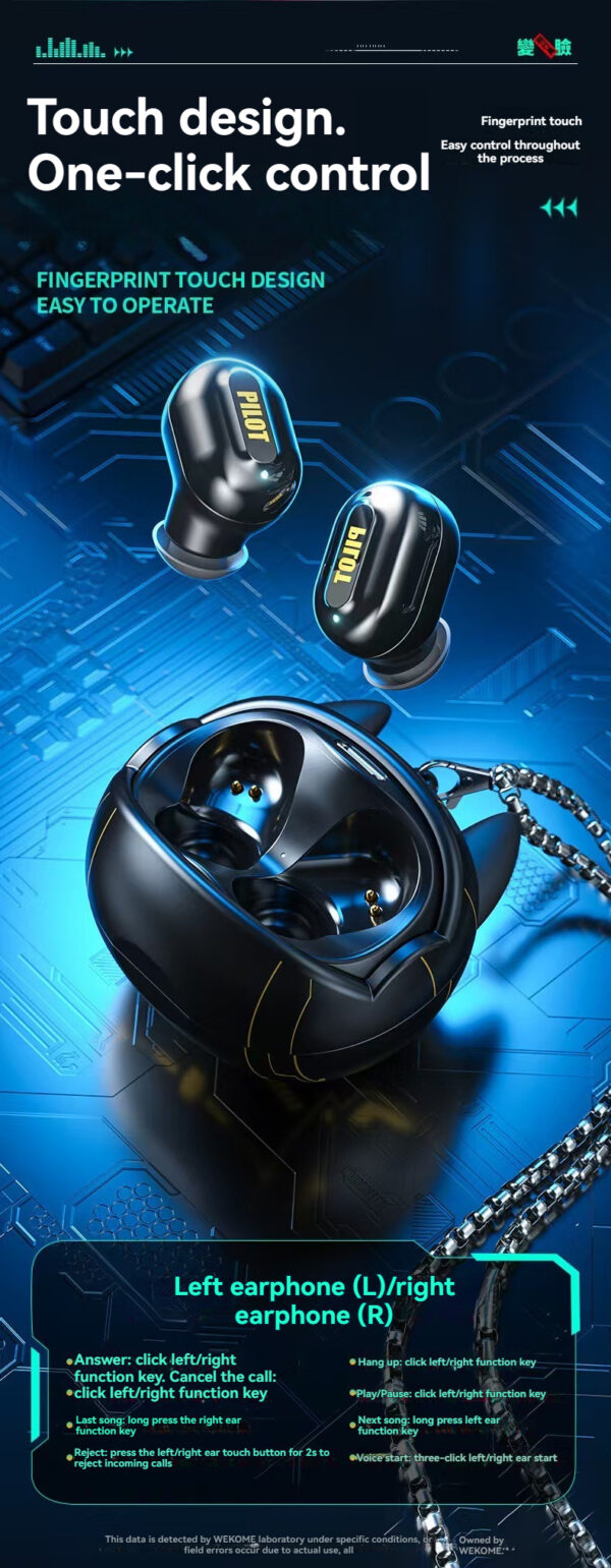 Creative Flip Face Pilot Bluetooth Earbuds 5.3 Low Latency Gaming Wireless Earbuds Necklace V06, Customizable Logo. - 图片 8