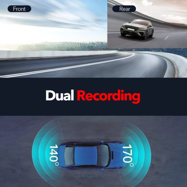 4K Dash Cam, Front and Rear Dual Recording, WiFi Smartphone Connectivity, GPS Navigation, Night Vision Car Camera. - 图片 5