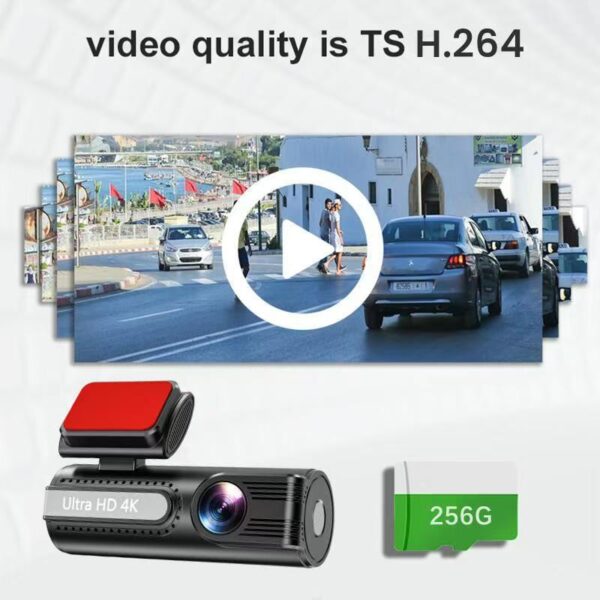 4K Dash Cam, Front and Rear Dual Recording, WiFi Smartphone Connectivity, GPS Navigation, Night Vision Car Camera. - 图片 6