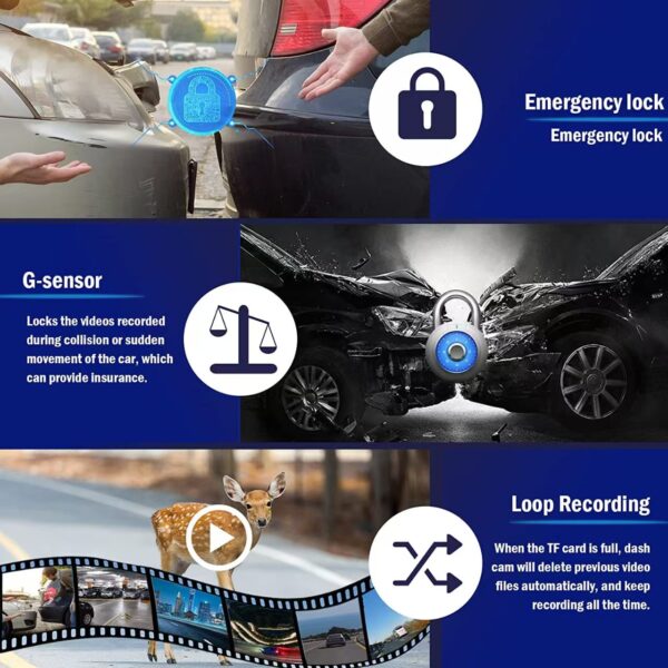 4K Dash Cam, HD WiFi Front and Rear Dual Recording, Wide-Angle Reverse Camera, Dual Lens Car Surveillance Camera. - 图片 11