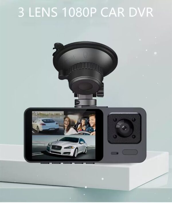 S10 Triple Lens Dash Cam, Front, Interior, and Rear Triple Recording, HD 2.0-inch Night Vision, Wide-Angle Parking Monitor Camera. - 图片 5