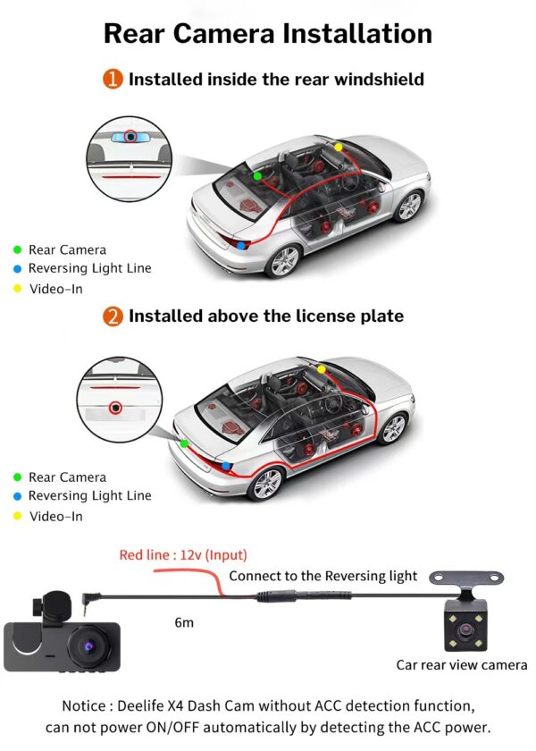 Triple Recording Dash Cam, HD WiFi, Infrared Night Vision, Loop Recording, Three-Lens Car Recorder. - 图片 8