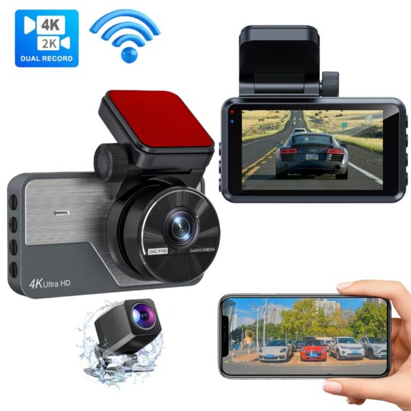 4K HD Dash Cam, Front and Rear Dual Recording, 3-inch Screen, 2K Rear View Night Vision, Car Recorder with Time-Lapse Function. - 图片 5