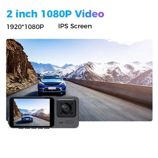 S10 Triple Lens Dash Cam, Front, Interior, and Rear Triple Recording, HD 2.0-inch Night Vision, Wide-Angle Parking Monitor Camera. - 图片 4